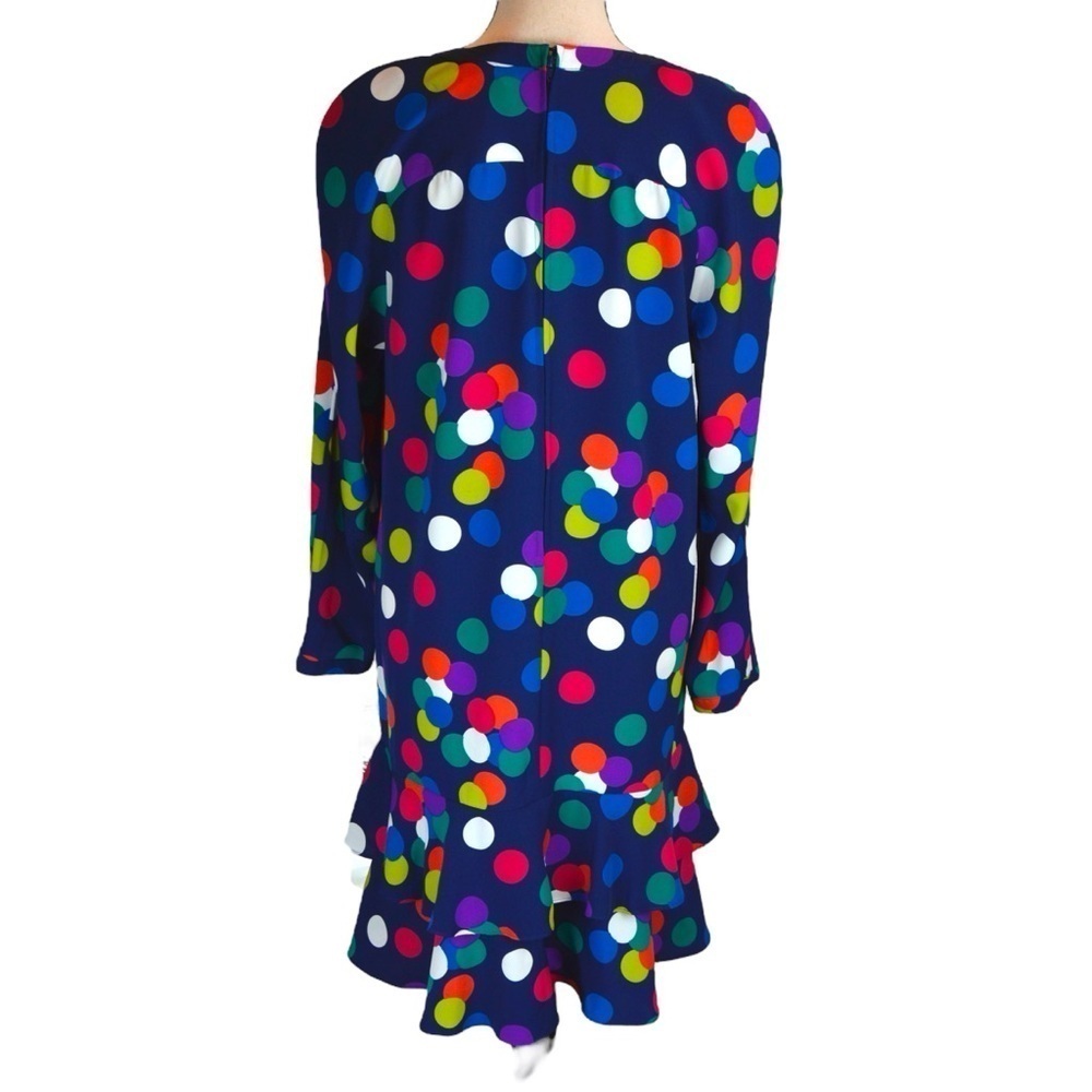 Vintage Ms Chaus Colorful Polka Dot Ruffle Hem Dress Mod Retro Size 6 NWT - Picture 9 of 11